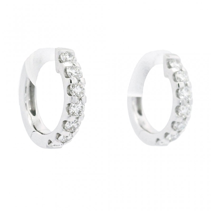 18k White Gold & Diamond Huggie Earrings