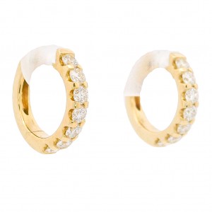 18k Yellow Gold & Diamond Huggie Earrings