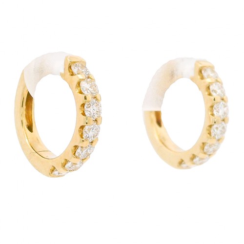18k Yellow Gold & Diamond Huggie Earrings