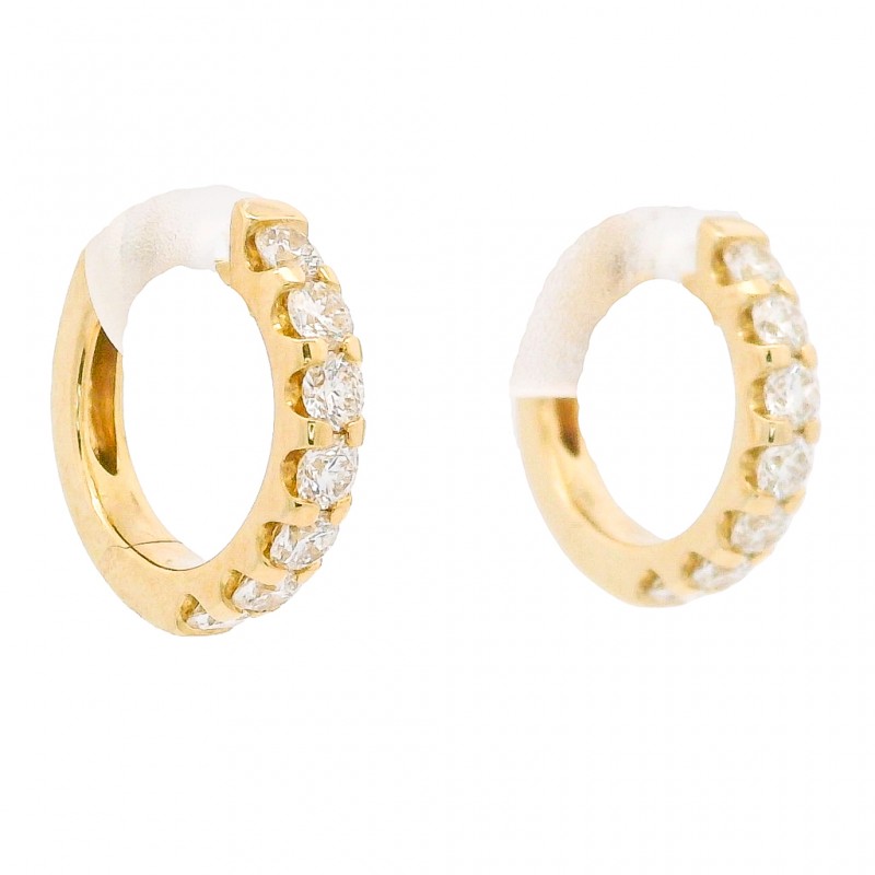 18k Yellow Gold & Diamond Huggie Earrings