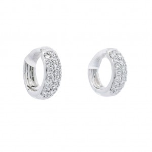 18k White Gold & Diamond Pave Huggie Earrings