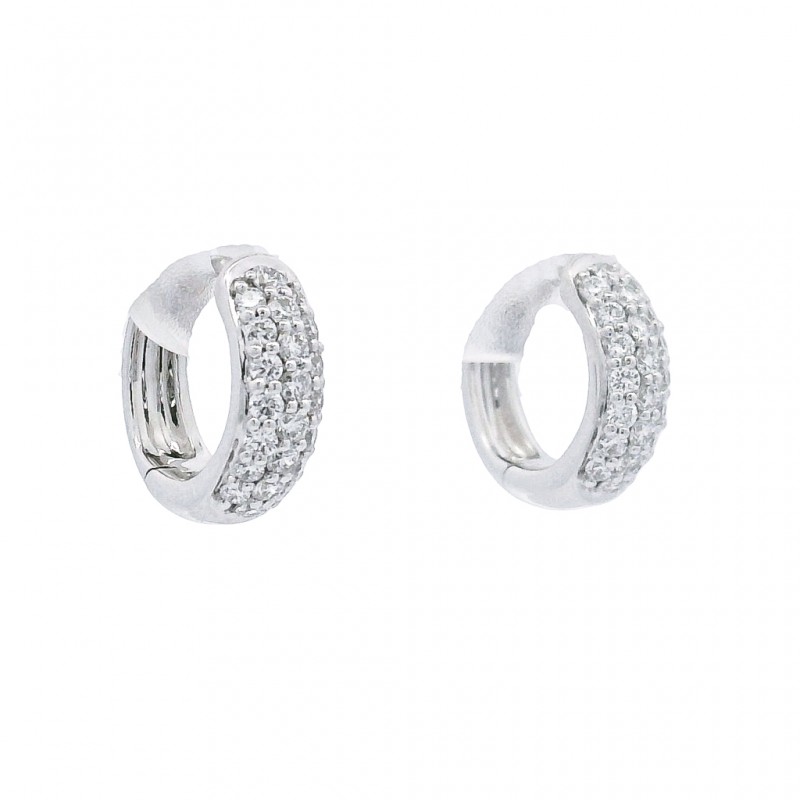 18k White Gold & Diamond Pave Huggie Earrings