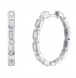 14k White Gold & Baguette Diamond Hoop Earrings
