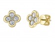 14k Yellow Gold & Diamond Clover Stud Earrings