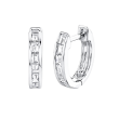 14k White Gold & Diamond Baguette Huggie Hoop Earrings