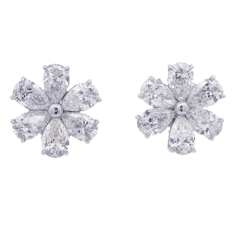 Rahaminov 18k White Gold & Diamond Flower Studs