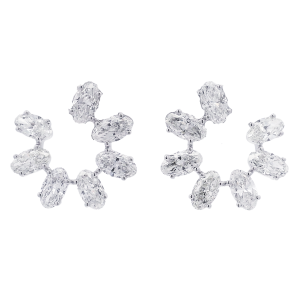 Rahaminov 18k White Gold & Diamond Flat Hoop Earrings