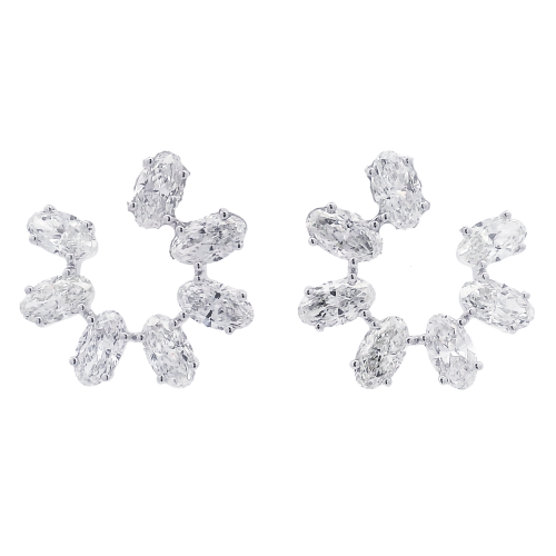 Rahaminov 18k White Gold & Diamond Flat Hoop Earrings