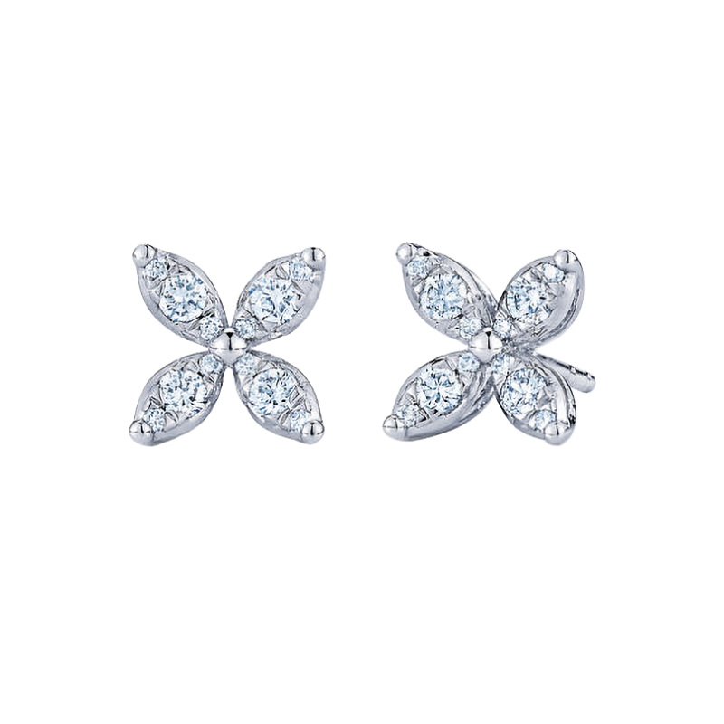 Kwiat 18k White Gold & Diamond "Starburst" Stud Earrings