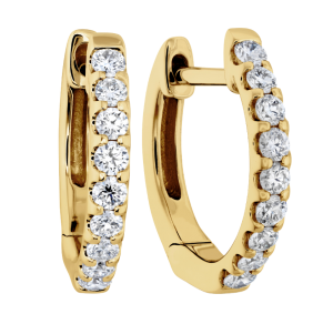 18k Yellow Gold & Diamond Huggie Earrings