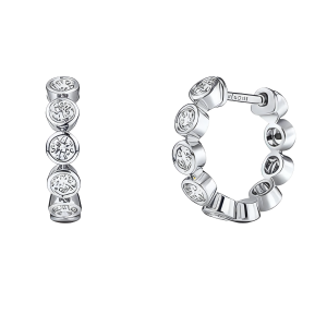18k White Gold Bezel Set Diamond Huggies