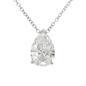 18k White Gold 2.60 Carat Pear Shape Diamond Pendant