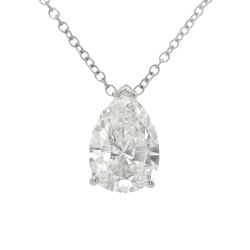 18k White Gold 2.60 Carat Pear Shape Diamond Pendant