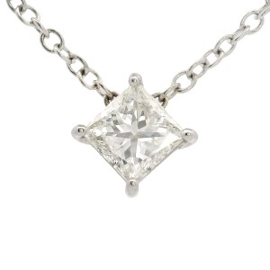 18k White Gold 1.20 Carat Princess Cut Diamond Pendant