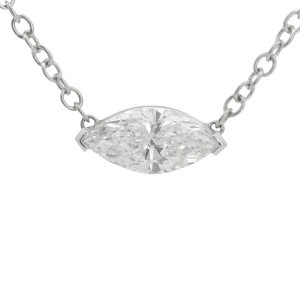 18k White Gold East-West Marquise 1.50 Carat Diamond Pendant
