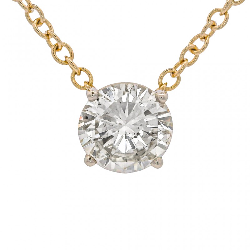 18k Yellow Gold 1.85 Carat Diamond Solitaire Pendant