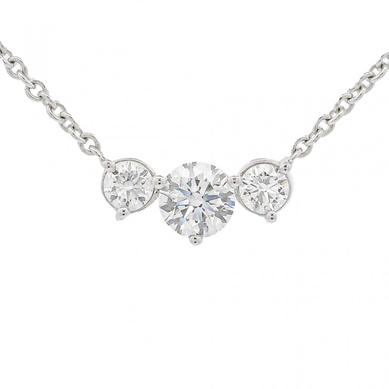 18k White Gold 3-Stone Diamond Pendant