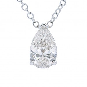 18k White Gold 2.30 Carat Pear Shape Diamond Pendant