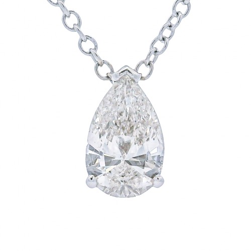 18k White Gold 2.30 Carat Pear Shape Diamond Pendant