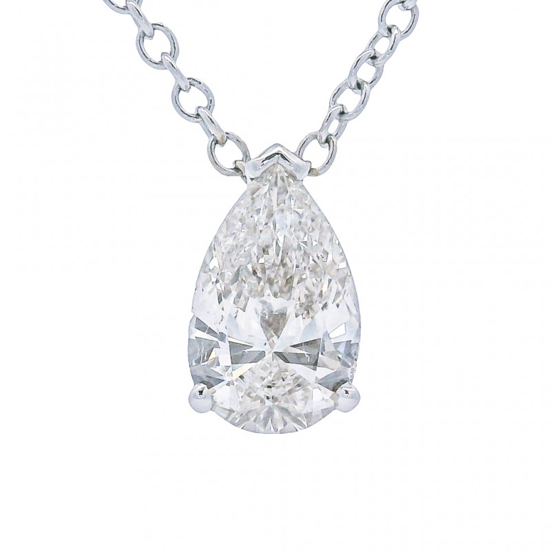 18k White Gold 2.30 Carat Pear Shape Diamond Pendant
