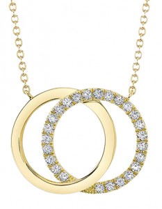 14k Yellow Gold Circle Knot Diamond Pendant