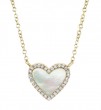 14k Yellow Gold, Diamond & Mother of Pearl Heart Necklace.
