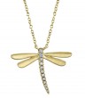 14k Yellow Gold & Diamond Dragonfly Pendant Necklace