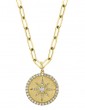 14k Yellow Gold Diamond Star Paper Clip Link Necklace