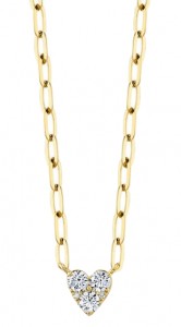 14k Yellow Gold & Diamond Heart Paperclip Pendant
