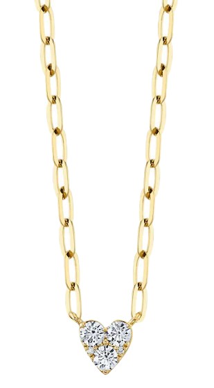 14k Yellow Gold & Diamond Heart Paperclip Pendant