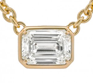 Rahaminov 18k Yellow Gold 5.01 Carat Emerald Cut Diamond Pendant