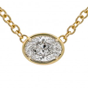 Rahaminov 18k Yellow Gold 2.21 Carat Oval Diamond Pendant