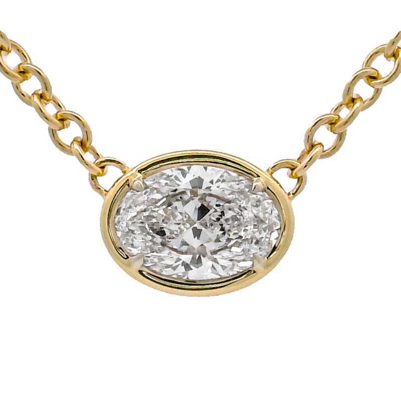 Rahaminov 18k Yellow Gold 2.21 Carat Oval Diamond Pendant