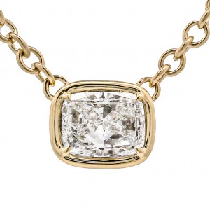 Rahaminov 18k Yellow Gold 2.01 Carat Cushion Cut Diamond Pendant