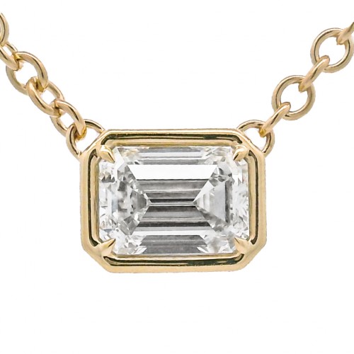 Rahaminov 18k Yellow Gold 3.03 Carat Emerald Cut Diamond Pendant