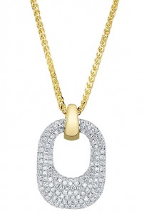 14k White Gold & Pave Diamond Pendant with a 14k Yellow Gold Chain