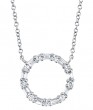 14k White Gold & Baguette Diamond Circle Pendant
