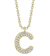 14k Yellow Gold & Pave Diamond "C" Initial Necklace