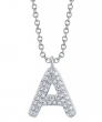 14k White Gold & Pave Diamond "A" Initial Necklace