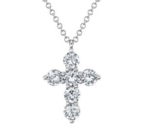 14k White Gold & Diamond Cross Pendant
