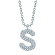 14k White Gold & Pave Diamond "S" Initial Necklace