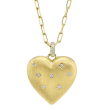 14k Yellow Gold & Diamond Heart Pendant on a Paperclip Chain
