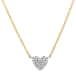 14k White & Yellow Gold Pave Diamond Heart Necklace