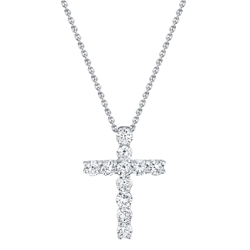 14k White Gold & Diamond Cross Pendant