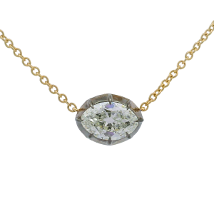 Kwiat 18k Yellow Gold & Antique Silver Marquise Diamond Pendant Necklace