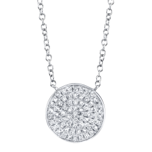 14k White Gold & Pave Diamond Circle Pendant