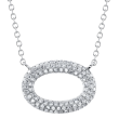 14k White Gold & Diamond Pave Oval Pendant