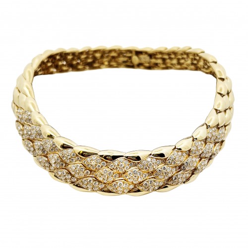 18k Yellow Gold & Diamond Collar Necklace