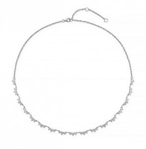 White Gold Trinity Half Line Diamond Necklace