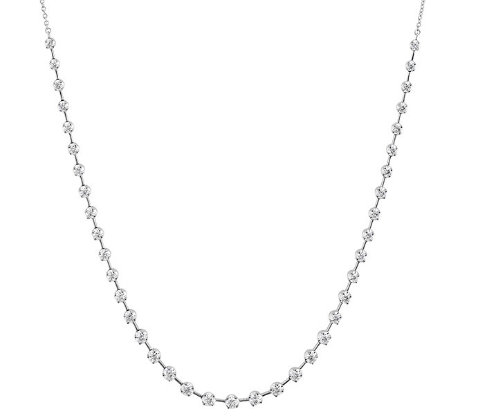 18k White Gold Diamond Station Necklace